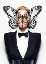 Uma Thurman con mariposa en el rostro como antifaz