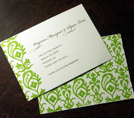 Invitación de Boda orgánica con adornos verdes