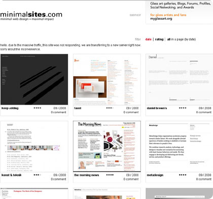 minimalsites interfase visual de la web