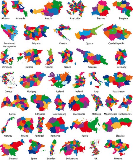 mapa del mundo para imprimir. Mapas de europa en vector