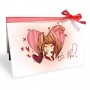 Tarjeta de San Valentin con un dibujo y corazon Tarjeta de San Valentin con un dibujo estilo anime dentro de un corazon
